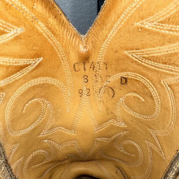 Vintage ACME Mens 8.5 D Black Leather Western Cowboy Boots Made USA (READ) main image 12